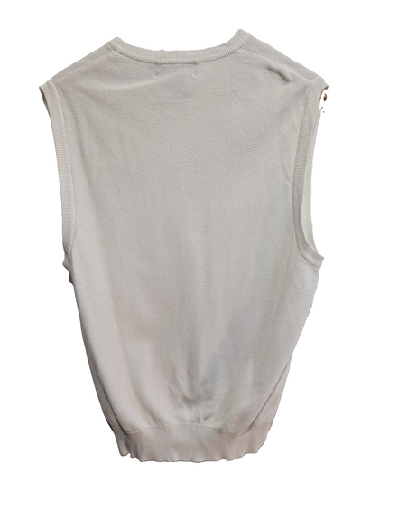 Pull sans manches Polo Golf Ralph Lauren M blanc col V coton logo marine
