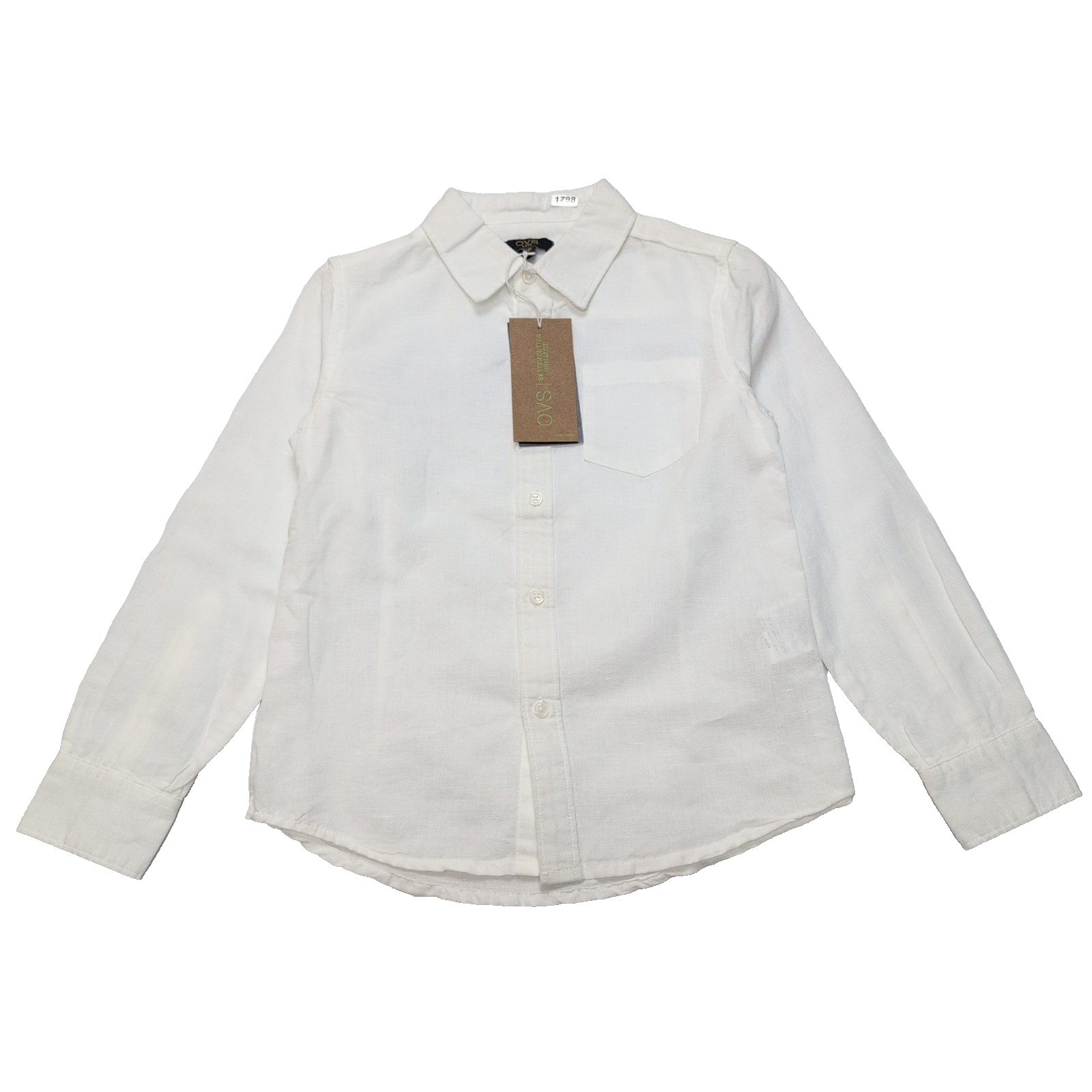 Chemise OVS 6/7 Ans Neuve Étiquette Blanche Coton Lin Coupe Ajustée