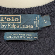 Pull Col V POLO Ralph Lauren Bleu Marine 100% Laine d'Agneau - Taille L / M