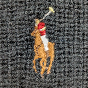 Écharpe Polo Ralph Lauren 100% Laine Mérinos Noire Logo Marron