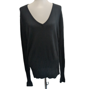 Calvin Klein Golf Pull Femme XL Noir Col V Maille Fine Coton Stretch