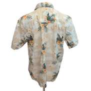 Chemise Hawaïenne Honolua Coton Beige Floral Boutons Bois L