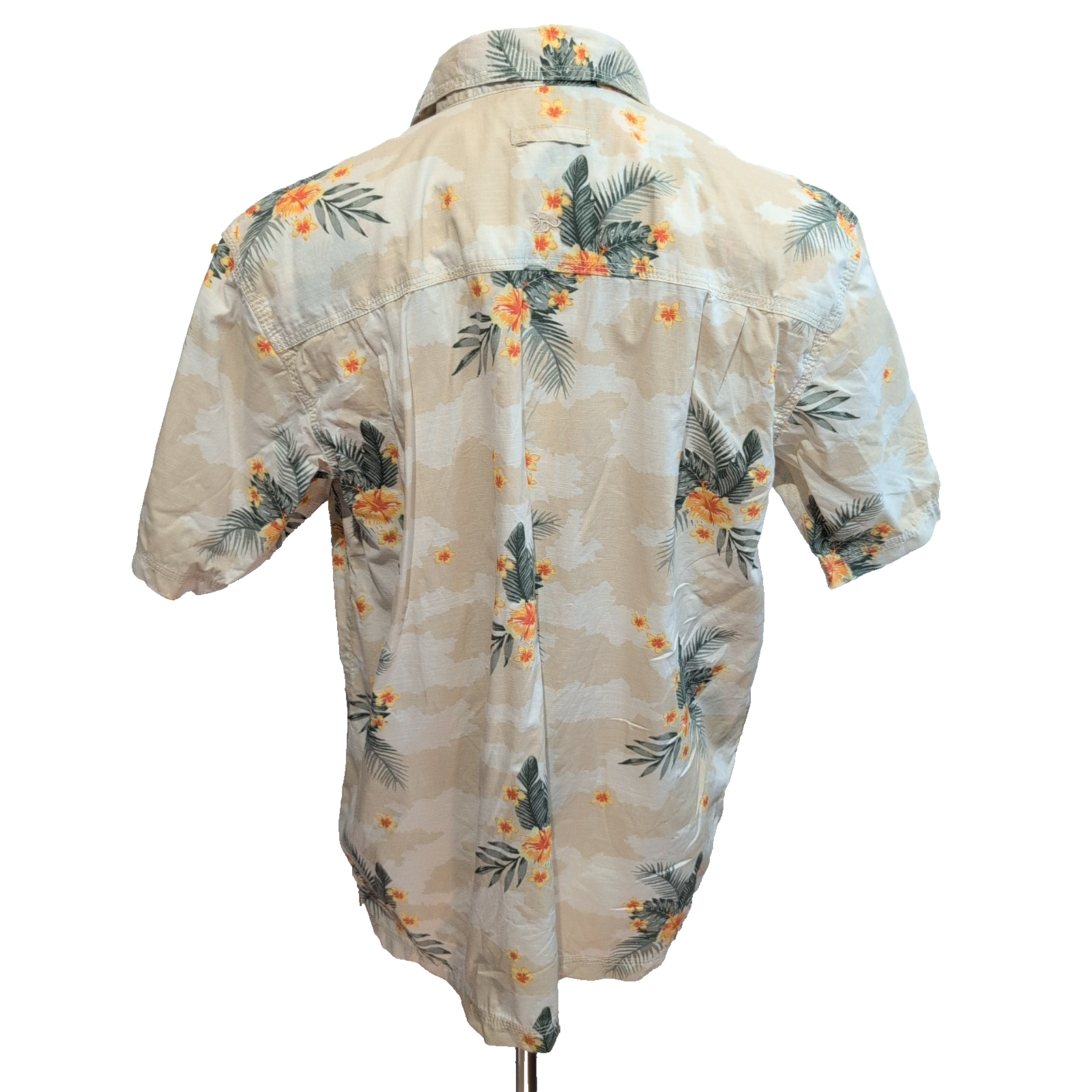 Chemise Hawaïenne Honolua Coton Beige Floral Boutons Bois L