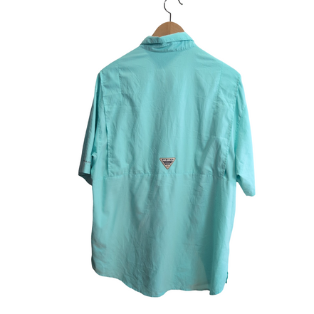 Chemise Columbia PFG nylon verte unie manches courtes homme taille L