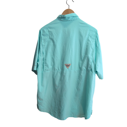 Chemise Columbia PFG nylon verte unie manches courtes homme taille L