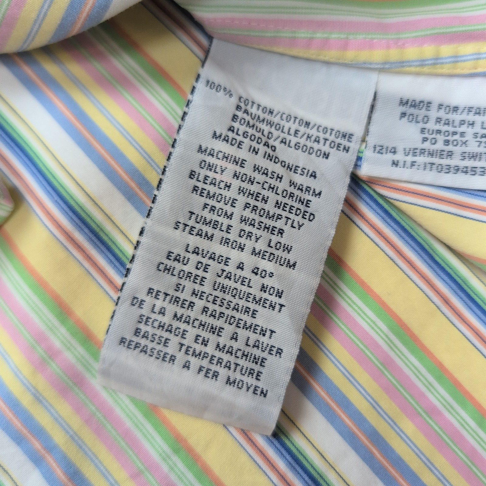 Chemise Polo Ralph Lauren Custom Fit M Rayures Multicolores Logo Bleu