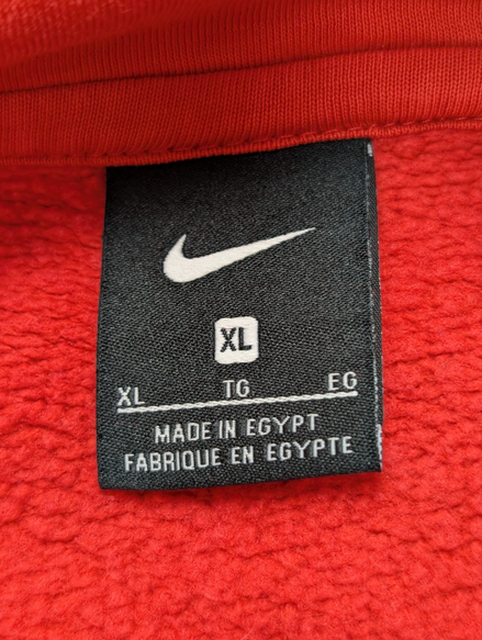 Sweat à Capuche NIKE Homme XL Rouge Logo Brodé DROITE Rare Hoodie Vintage