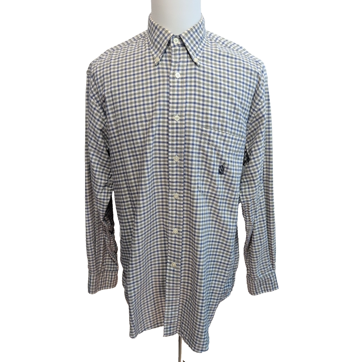 Chemise Nautica L Made in Macao Carreaux Bleu 100% Coton manches longues