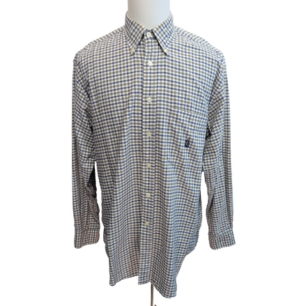Chemise Nautica L Made in Macao Carreaux Bleu 100% Coton manches longues