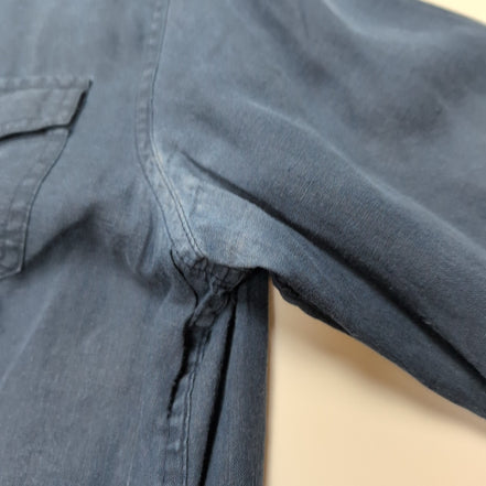 Chemise TOMMY HILFIGER 100% Lin Bleue Marine avec Poches Manches Longues - T.M