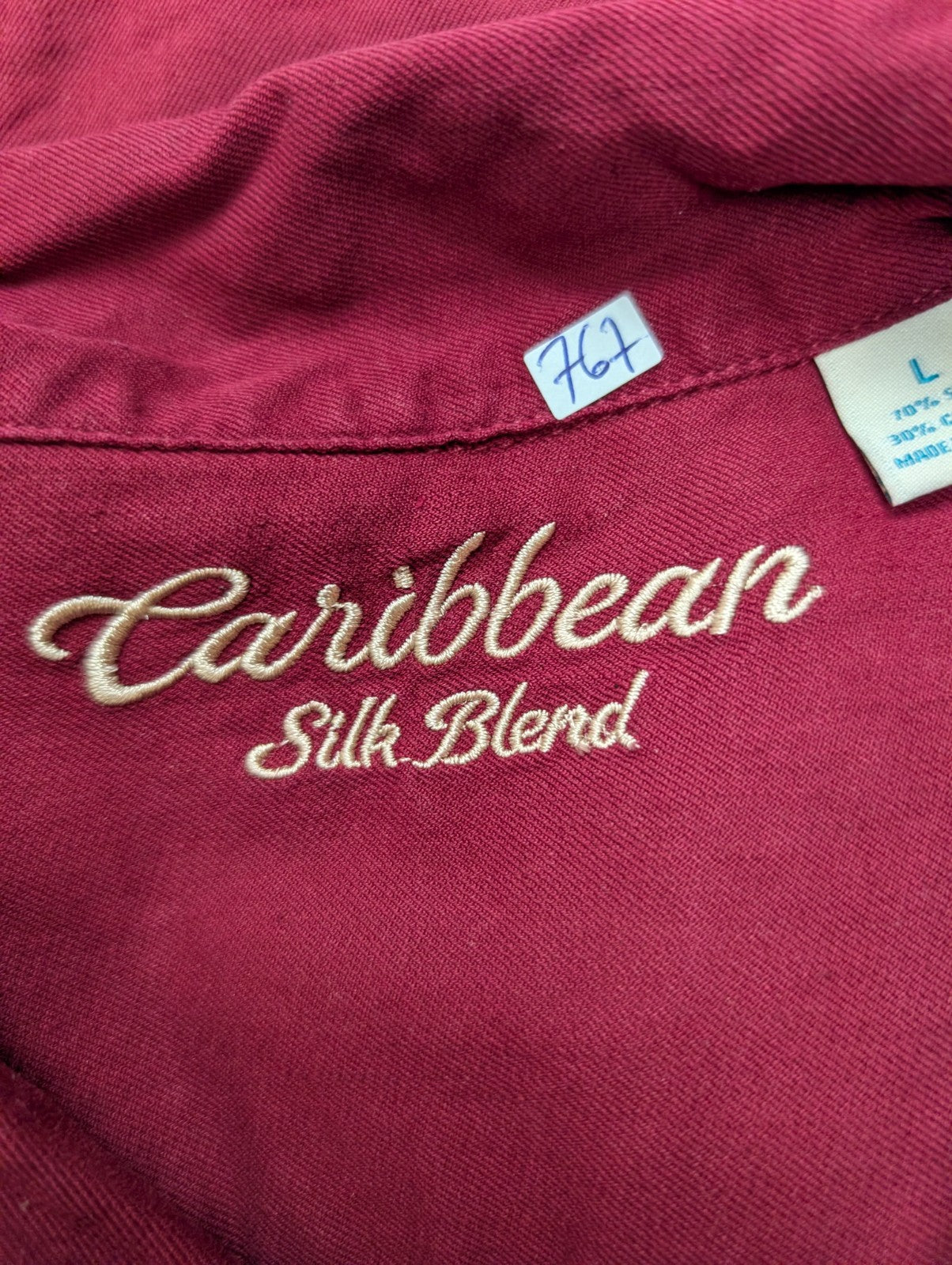 Chemise Hawaïenne Caribbean Silk - 70% Soie / 30% Rayonne - Bordeaux - L