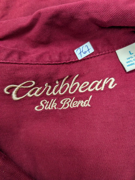 Chemise Hawaïenne Caribbean Silk - 70% Soie / 30% Rayonne - Bordeaux - L