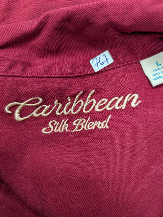 Chemise Hawaïenne Caribbean Silk - 70% Soie / 30% Rayonne - Bordeaux - L
