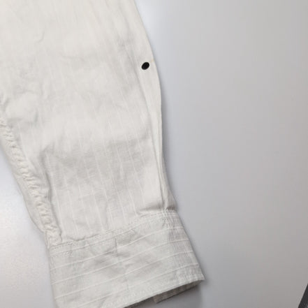 Chemise Caribbean 2XL Blanche Rayures Gaufrées 100% Lin Poche Homme