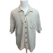 Chemise Hawaïenne Boundary Bay XLTG 100% Soie Gris Boutons Bois Palmier