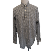 Chemise Polo Ralph Lauren XL Yarmouth Carreaux Noir Blanc Coton Logo Noir
