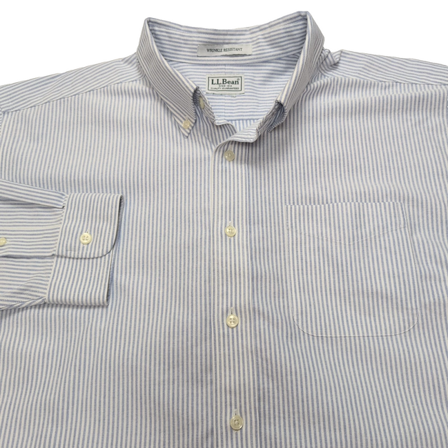 Chemise L.L. Bean bleue à rayures manches longues taille XL