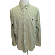 Chemise Ralph Lauren Classic Fit XL Flanelle Vert Logo Bleu Marine
