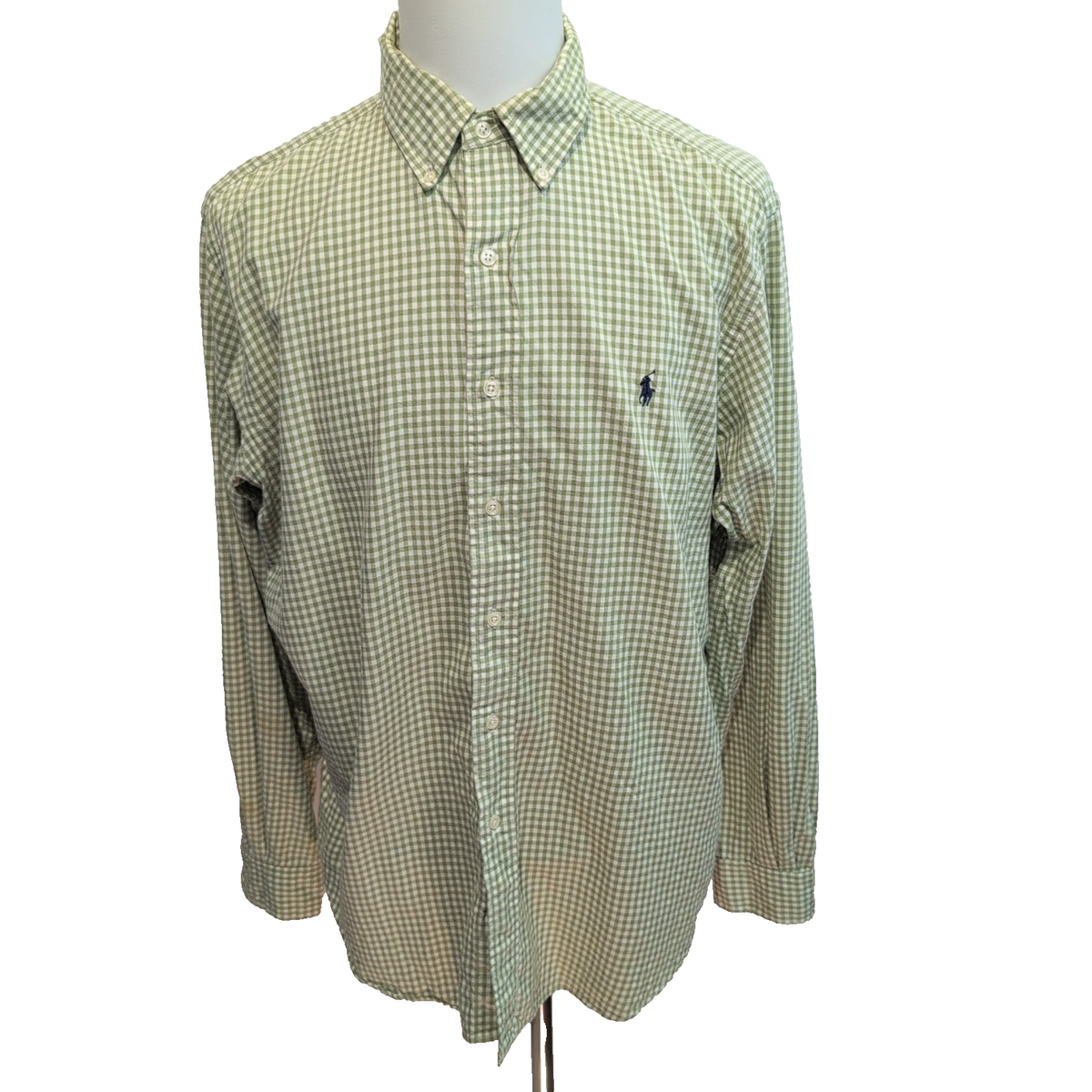 Chemise Ralph Lauren Classic Fit XL Flanelle Vert Logo Bleu Marine
