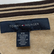 Pull Tommy Hilfiger Col V Marron Logo Brodé - Taille 3XL (XXL TG)