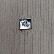 Pull Ralph Lauren (Lauren) Femme XL Col Roulé Rayé Blanc Cassé Noir Plaque Logo