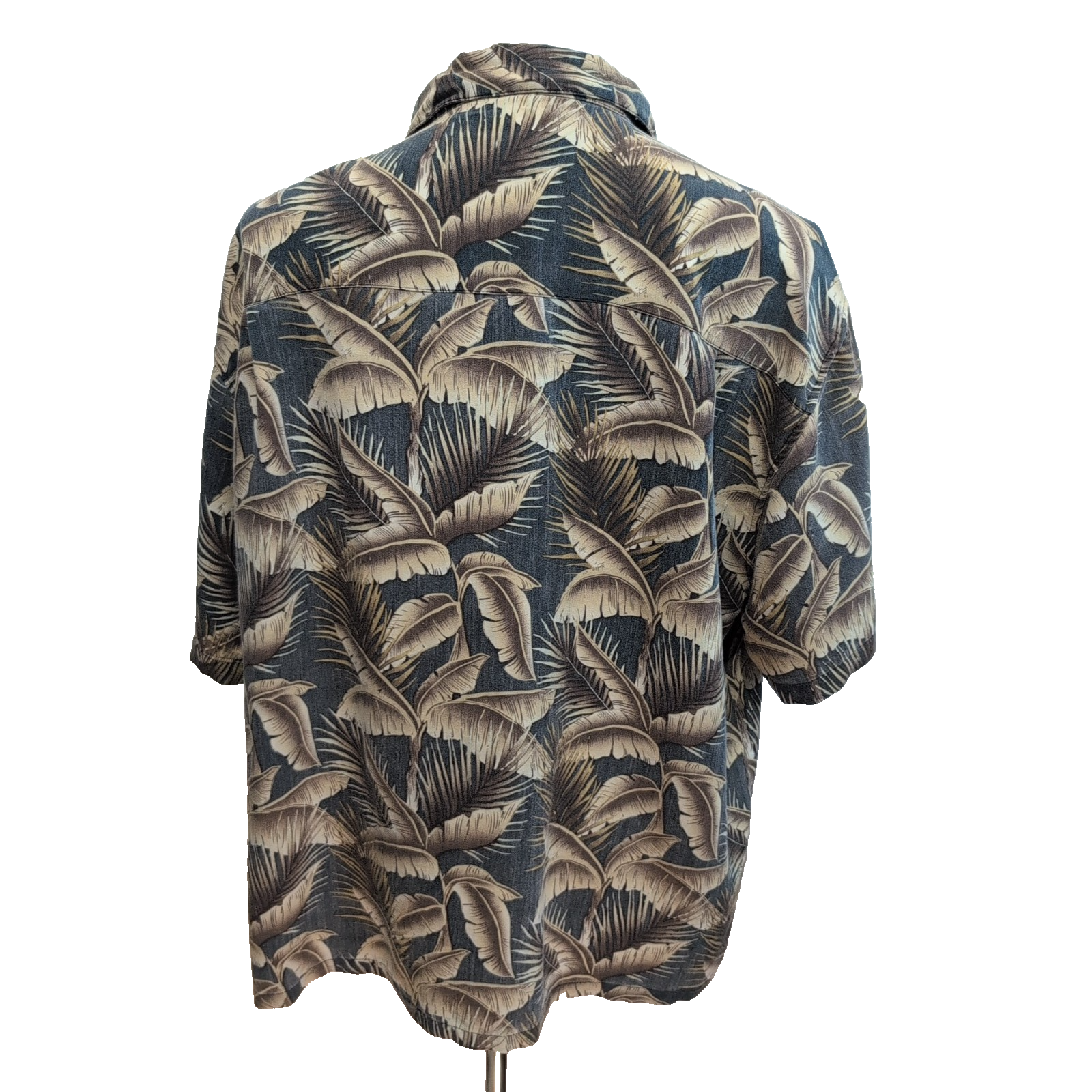 Chemise Hawaïenne Joe Marlin Rayonne Feuillage Marron XXL manches courtes