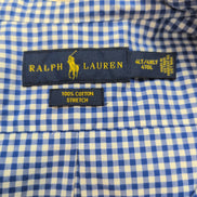 Chemise Ralph Lauren 4XLT Bleu Carreaux Coton Stretch Logo Jaune Grande Taille