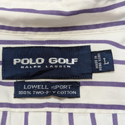 Chemise Ralph Lauren Shirt Golf L Lowell Sport Rayée Violet Two-Ply Coton