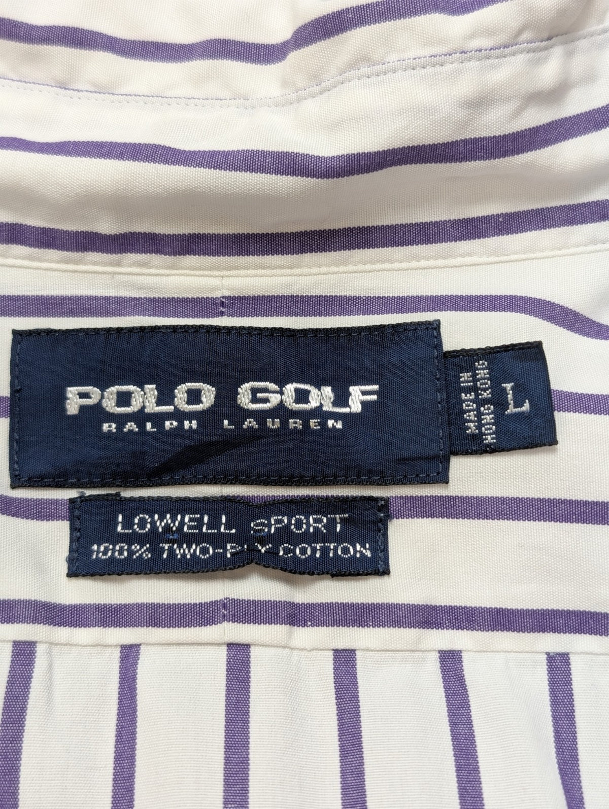 Chemise Ralph Lauren Shirt Golf L Lowell Sport Rayée Violet Two-Ply Coton