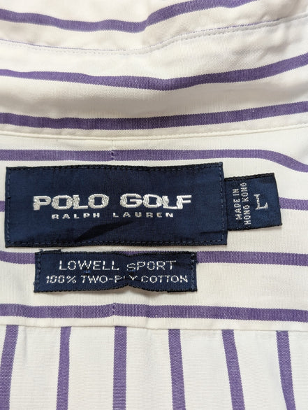 Chemise Ralph Lauren Shirt Golf L Lowell Sport Rayée Violet Two-Ply Coton