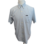 Chemise Chaps modèle Easy Care bleu petits carreaux poche manches courtes M