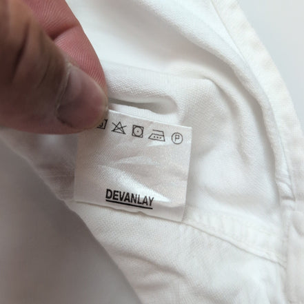 Chemise Lacoste L 42 Blanche Manches Courtes 100% Coton Logo Brodé