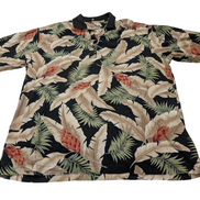 Chemise polo hawaïenne Tori Richard feuillage manches courtes taille L #575 h