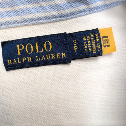 Chemise Ralph Lauren Taille S Blanc Uni Coton Piqué QR Code Logo Marron