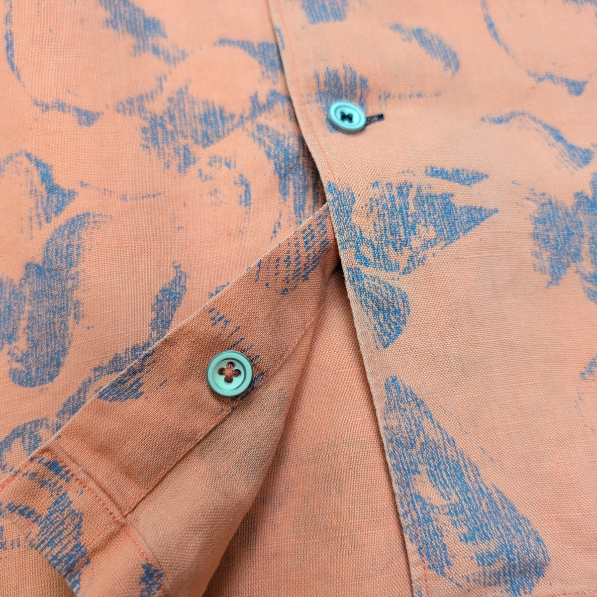Chemise Hawaïenne Nautica XL Lin Coton Orange Saumon Coquillages manches courtes