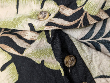 Chemise Hawaïenne PURITAN Noire Motif Feuillage Vert - Taille XL