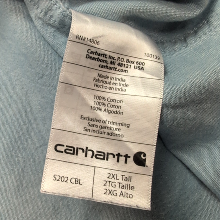 Chemise Carhartt 2XL Tall bleu clair Relaxed Fit coton workwear