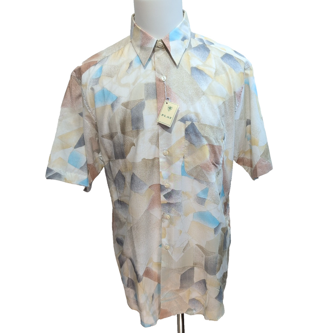 Chemise PLAY Made in Italy L Motifs Abstraits Multicolore Neuve Manches courtes