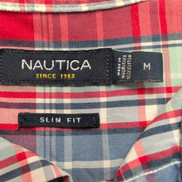 Nautica chemise manches courtes rouge bleu carreaux slim fit taille M