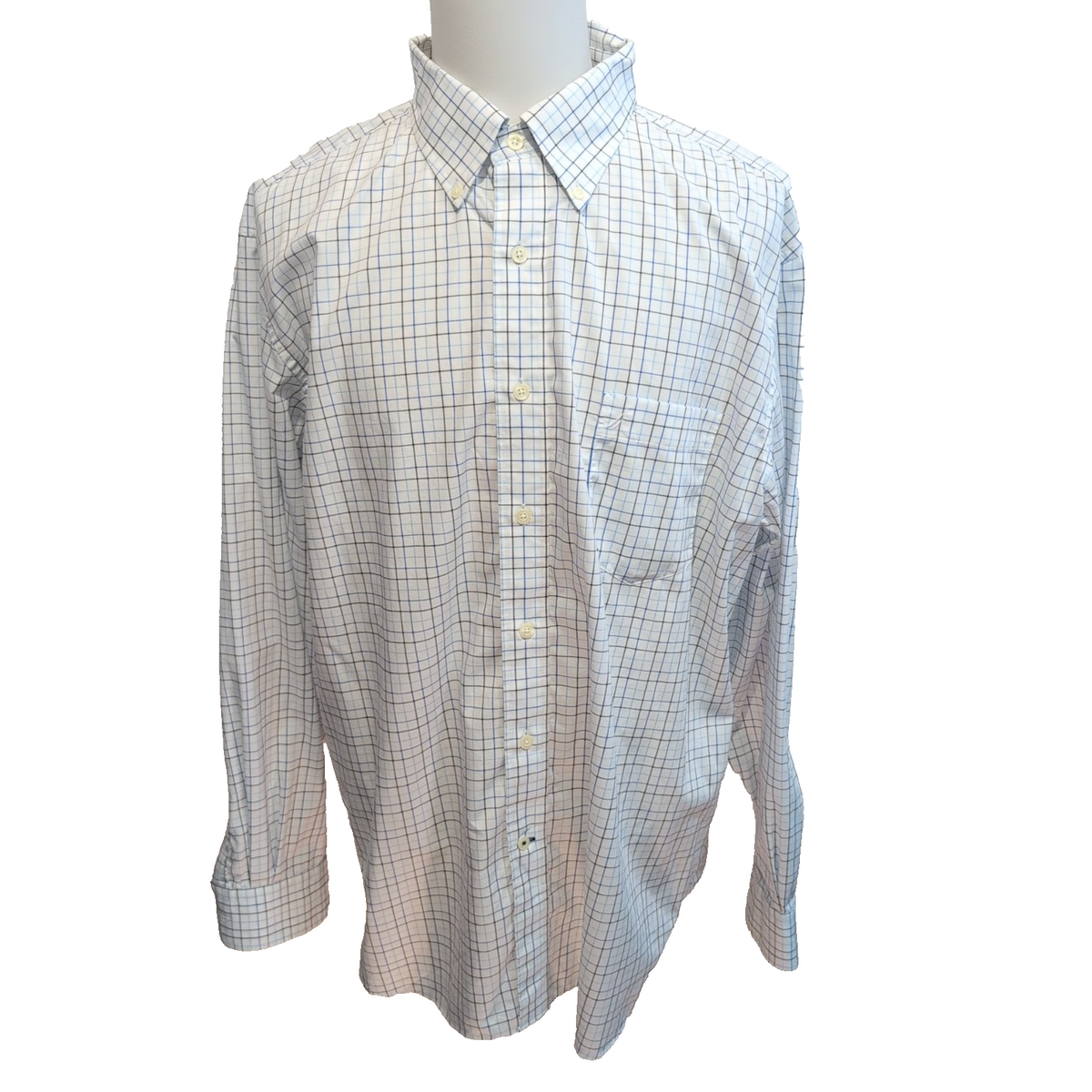 Chemise Nautica Blanc Carreaux Bleu Noir 2XL Coton Vintage XXL