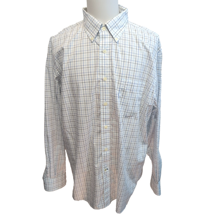 Chemise Nautica Blanc Carreaux Bleu Noir 2XL Coton Vintage XXL