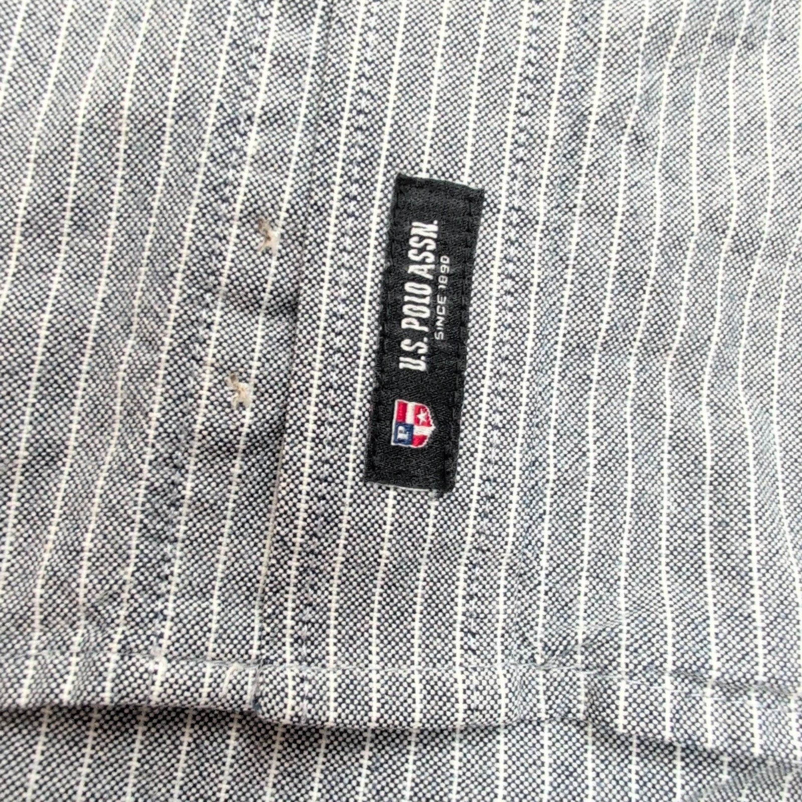 Chemise U.S. Polo Assn XL Grise Rayures Blanches Coton Logo Manches Longues