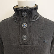 Pull Puma vintage noir double col zippé et boutonné Homme taille M