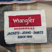 Wrangler L Chemise Western Flanelle Crème Beige Carreaux Boutons Métal