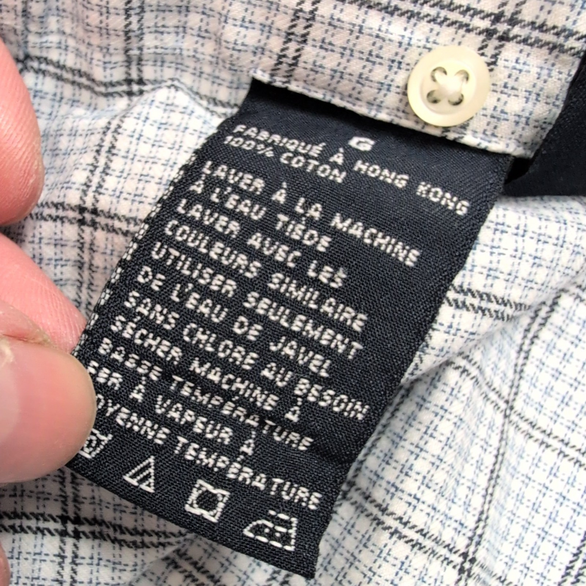 Chemise Nautica L Carreaux Made in Hong Kong Logo Brodé 100% Coton