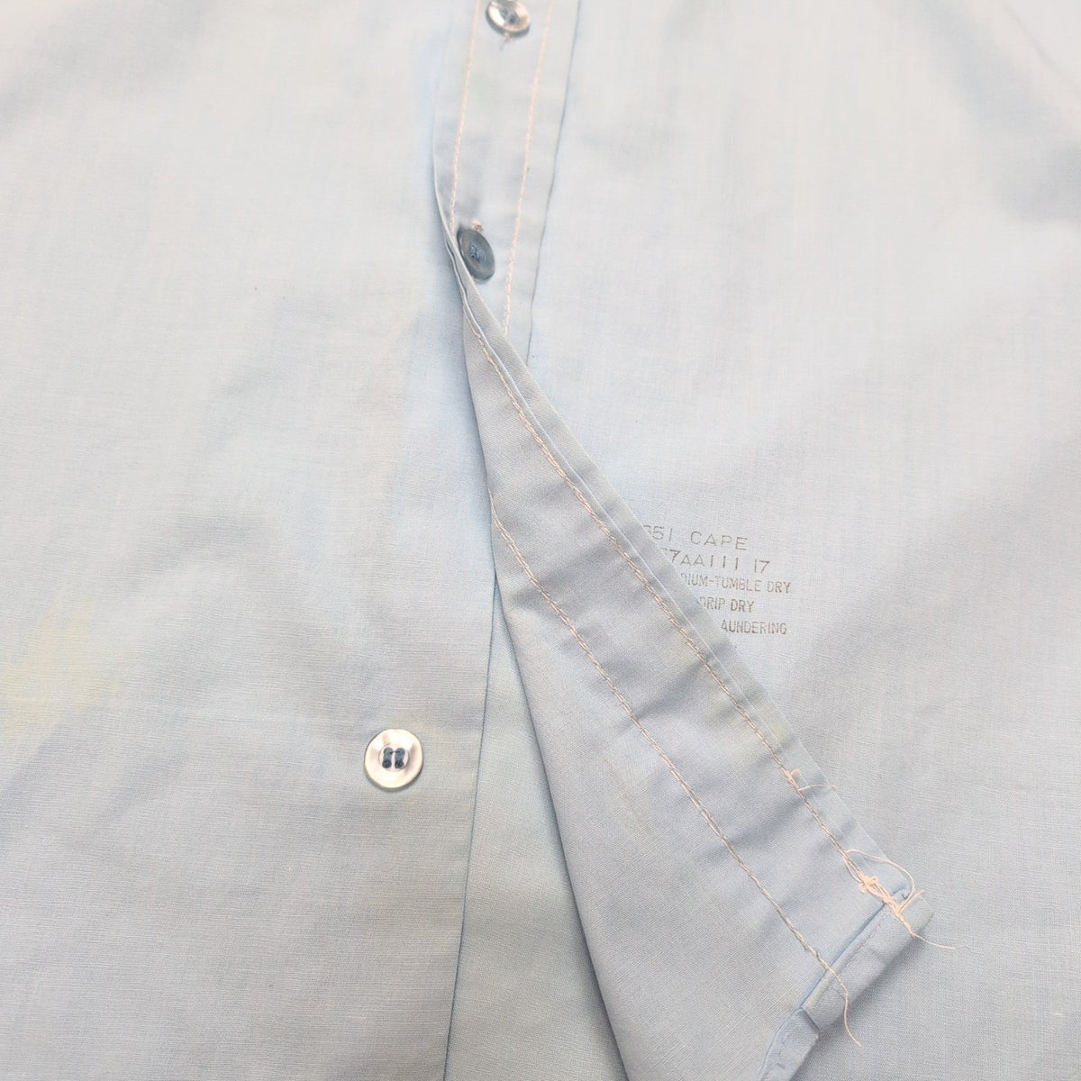 Chemise Sears XL Bleu Uni Col Pointe Manches Courtes Permanent Press