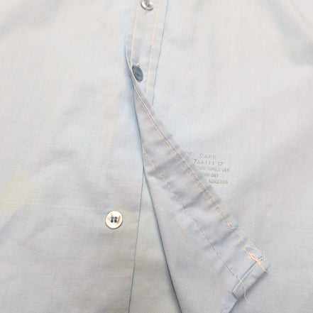 Chemise Sears XL Bleu Uni Col Pointe Manches Courtes Permanent Press