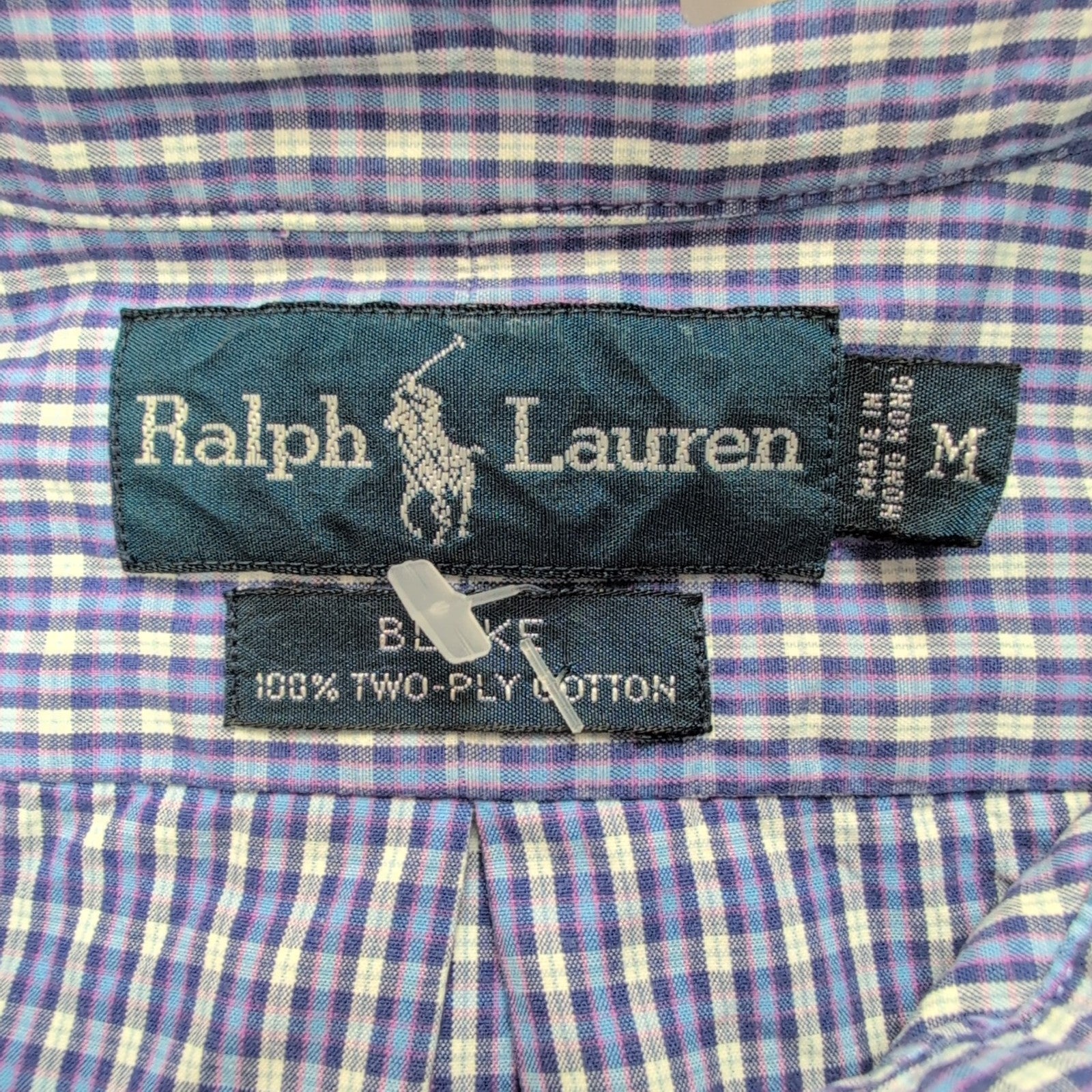 Chemise Ralph Lauren Blake M/L violet carreaux manches courtes coton Hong Kong