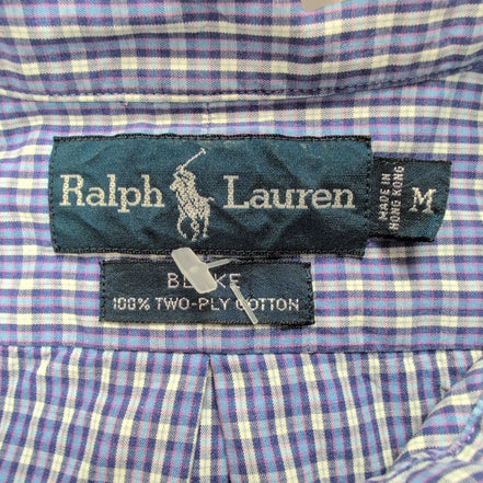 Chemise Ralph Lauren Blake M/L violet carreaux manches courtes coton Hong Kong