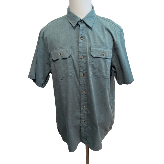 Chemise WRANGLER Homme L Verte Unie Manches Courtes 2 Poches à Rabat